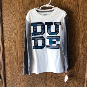 Gymboree White and Blue Long Sleeve Tee